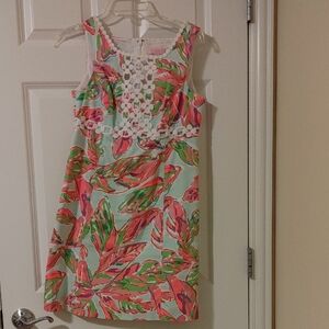 Lilly Pulitzer Vibrant Floral Dress with White Trim